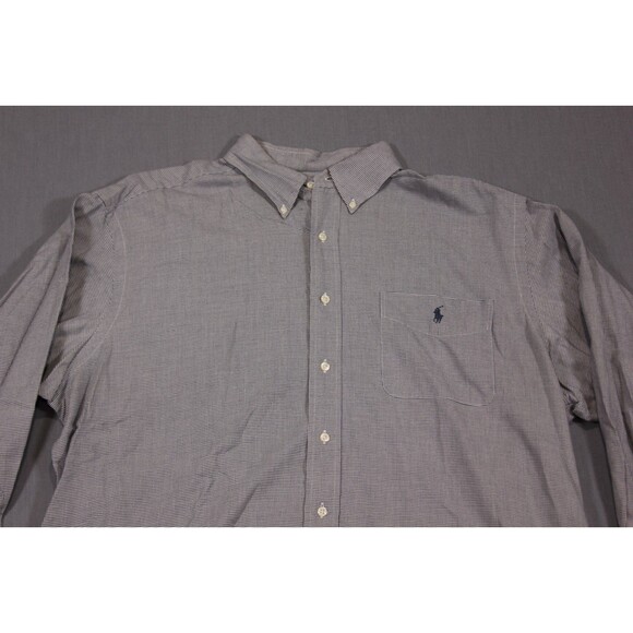 Polo Ralph Lauren Yarmouth Blue Houndstooth Plaid Long Sleeve Shirt 17 34/35 - Picture 2 of 11